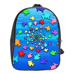 Fractal Art School Of Fishes School Bag (xl) by WolfepawFractals