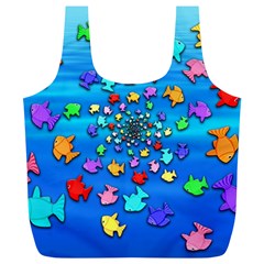 Fractal Art School Of Fishes Full Print Recycle Bag (xl) by WolfepawFractals