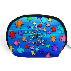 Fractal Art School Of Fishes Accessory Pouch (medium) by WolfepawFractals