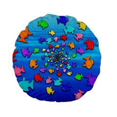 Fractal Art School Of Fishes Standard 15  Premium Flano Round Cushions by WolfepawFractals