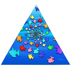 Fractal Art School Of Fishes Wooden Puzzle Triangle by WolfepawFractals