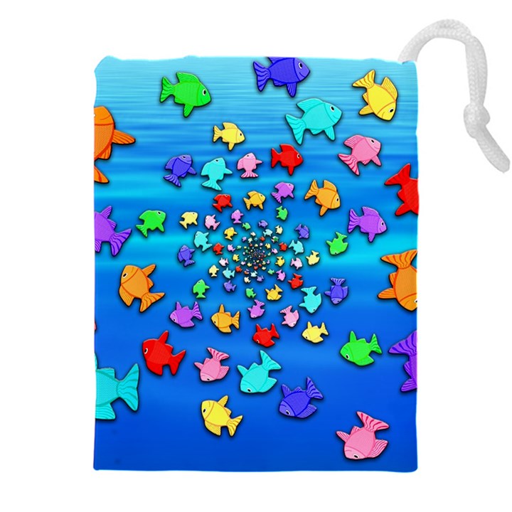 Fractal Art School Of Fishes Drawstring Pouch (4XL)