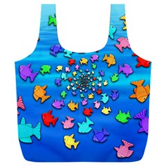 Fractal Art School Of Fishes Full Print Recycle Bag (xxxl) by WolfepawFractals