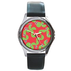 Retro Red And Greren Round Metal Watch by MooMoosMumma