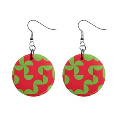 Retro Red And Greren Mini Button Earrings