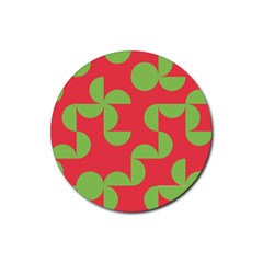 Retro Red And Greren Rubber Coaster (round)  by MooMoosMumma