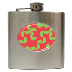 Retro Red And Greren Hip Flask (6 Oz) by MooMoosMumma