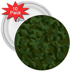 Green Army Camouflage Pattern 3  Buttons (10 Pack)  by SpinnyChairDesigns