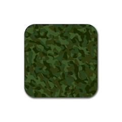 Green Army Camouflage Pattern Rubber Coaster (square)  by SpinnyChairDesigns