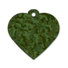 Green Army Camouflage Pattern Dog Tag Heart (one Side)