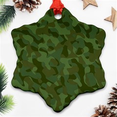 Green Army Camouflage Pattern Snowflake Ornament (two Sides) by SpinnyChairDesigns