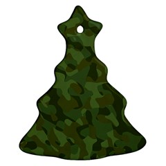 Green Army Camouflage Pattern Christmas Tree Ornament (two Sides) by SpinnyChairDesigns