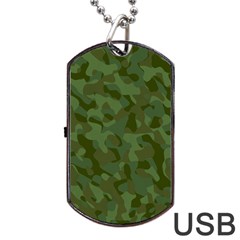 Green Army Camouflage Pattern Dog Tag Usb Flash (one Side) by SpinnyChairDesigns