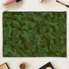 Green Army Camouflage Pattern Cosmetic Bag (xxxl) by SpinnyChairDesigns