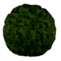 Green Army Camouflage Pattern Large 18  Premium Round Cushions by SpinnyChairDesigns