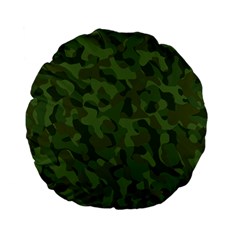 Green Army Camouflage Pattern Standard 15  Premium Flano Round Cushions by SpinnyChairDesigns