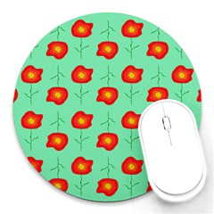 Flower Pattern Ornament Round Mousepads