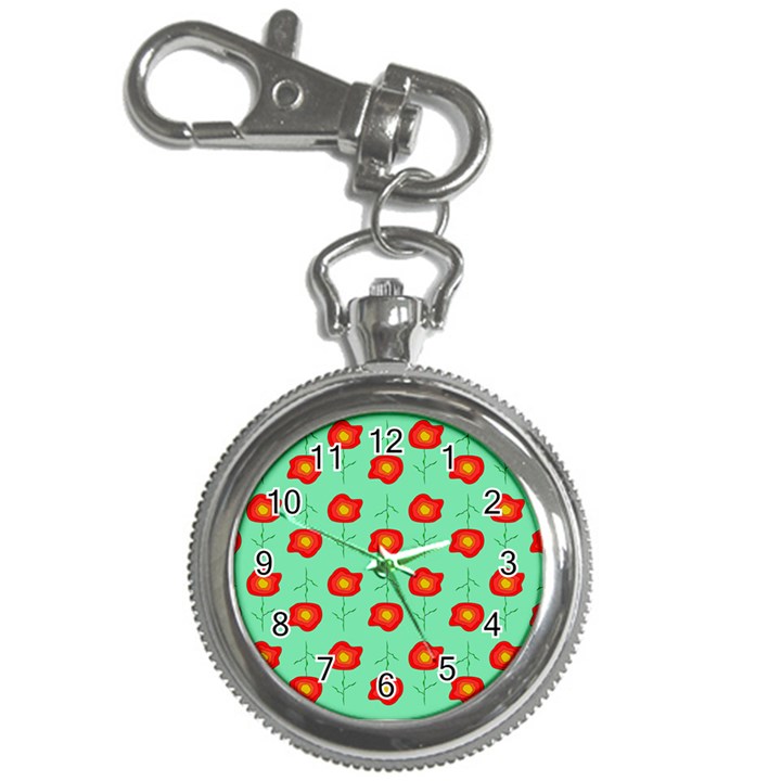 Flower Pattern Ornament Key Chain Watches