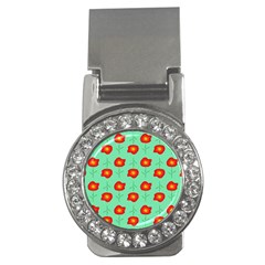 Flower Pattern Ornament Money Clips (CZ) 