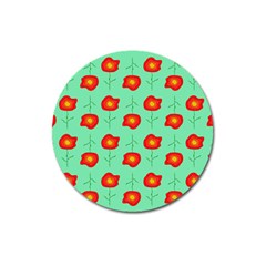 Flower Pattern Ornament Magnet 3  (Round)