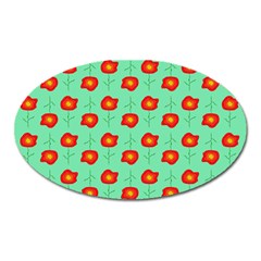 Flower Pattern Ornament Oval Magnet