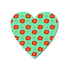 Flower Pattern Ornament Heart Magnet