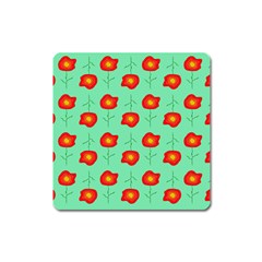 Flower Pattern Ornament Square Magnet