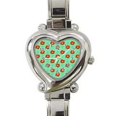 Flower Pattern Ornament Heart Italian Charm Watch