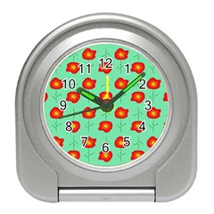 Flower Pattern Ornament Travel Alarm Clock