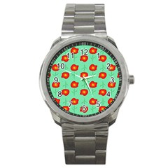 Flower Pattern Ornament Sport Metal Watch