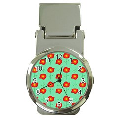 Flower Pattern Ornament Money Clip Watches