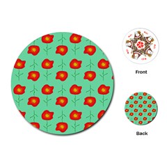 Flower Pattern Ornament Playing Cards Single Design (Round)