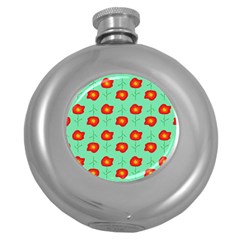 Flower Pattern Ornament Round Hip Flask (5 oz)