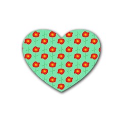 Flower Pattern Ornament Rubber Coaster (Heart) 