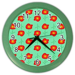 Flower Pattern Ornament Color Wall Clock