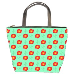 Flower Pattern Ornament Bucket Bag