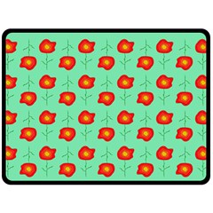 Flower Pattern Ornament Fleece Blanket (Large) 