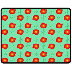 Flower Pattern Ornament Fleece Blanket (Medium) 