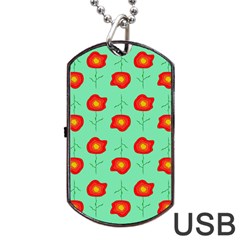 Flower Pattern Ornament Dog Tag USB Flash (One Side)