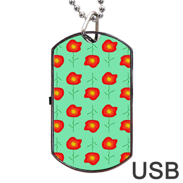 Flower Pattern Ornament Dog Tag USB Flash (Two Sides)