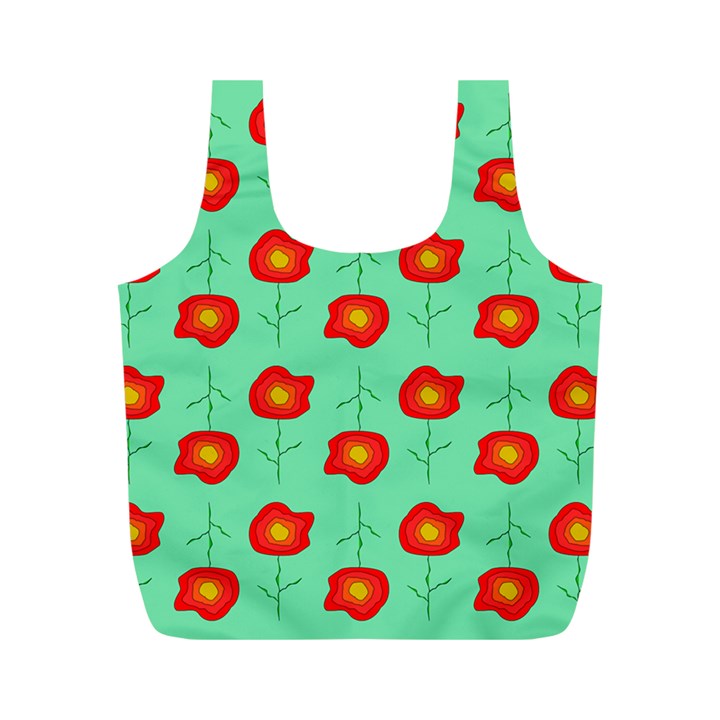 Flower Pattern Ornament Full Print Recycle Bag (M)