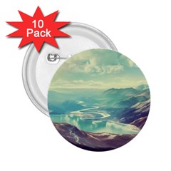 Landscape Mountains Lake River 2 25  Buttons (10 Pack)  by HermanTelo