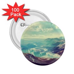 Landscape Mountains Lake River 2 25  Buttons (100 Pack)  by HermanTelo