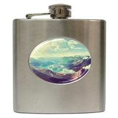 Landscape Mountains Lake River Hip Flask (6 Oz)