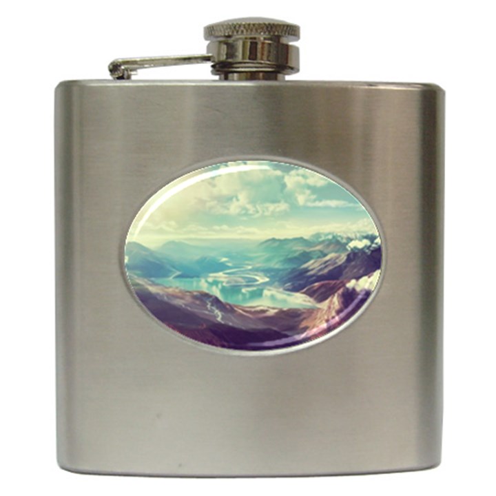 Landscape Mountains Lake River Hip Flask (6 oz)