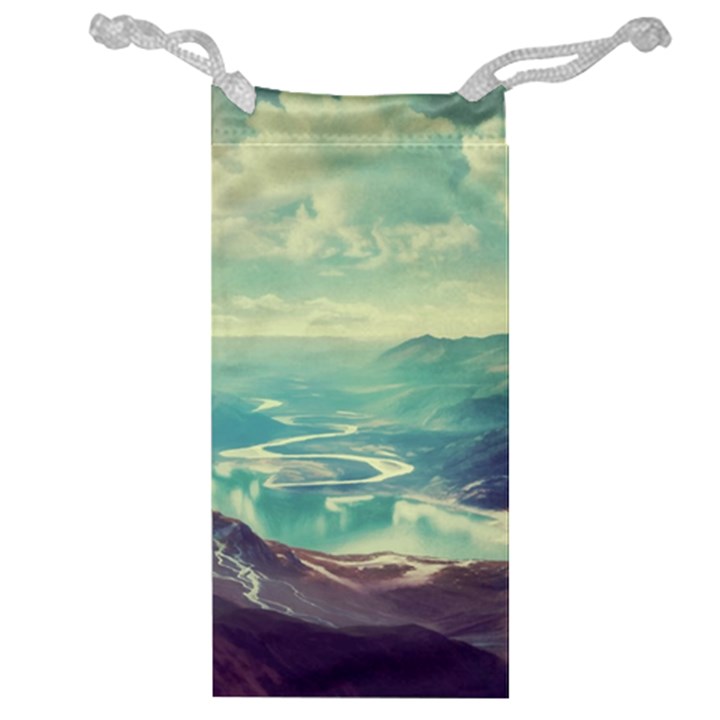 Landscape Mountains Lake River Jewelry Bag