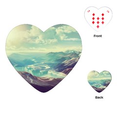 Landscape Mountains Lake River Playing Cards Single Design (heart)