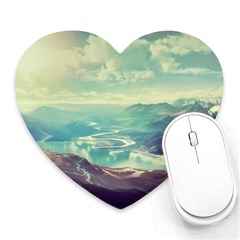 Landscape Mountains Lake River Heart Mousepads by HermanTelo