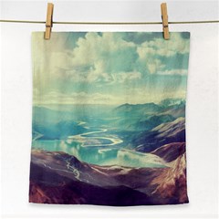 Landscape Mountains Lake River Face Towel