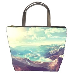 Landscape Mountains Lake River Bucket Bag